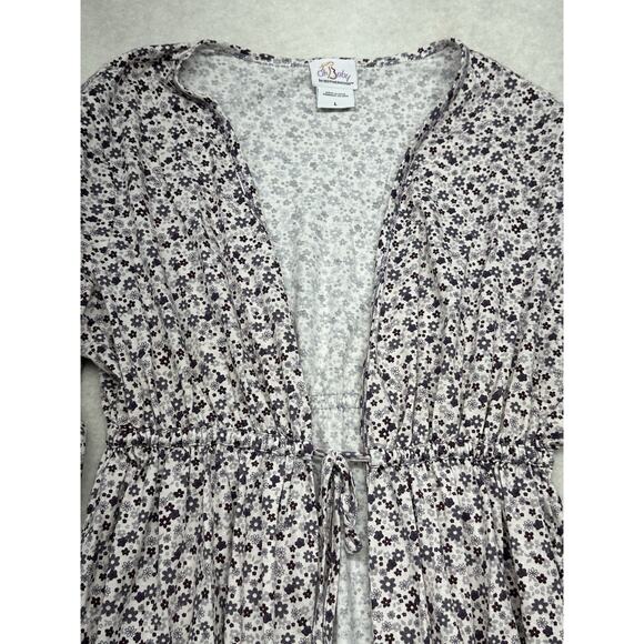 Oh Baby by Motherhood Maternity Large Nightgown Robe Set Purple Floral Cotton - Picture 3 of 10